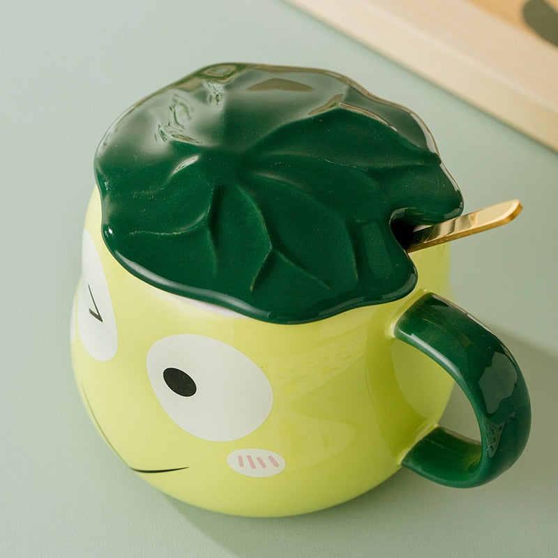 Frog Mug With Lid & Spoon