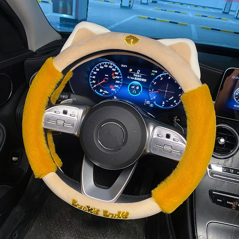 Plush Cat Steering Wheel Cover