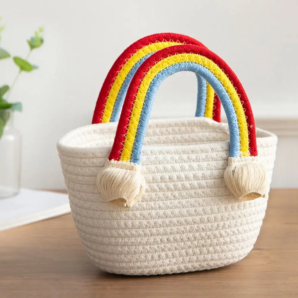 Rainbow Handle Tote Handbag