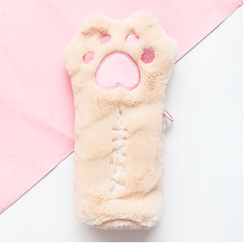 Plush Cat Paw Pencil Bag