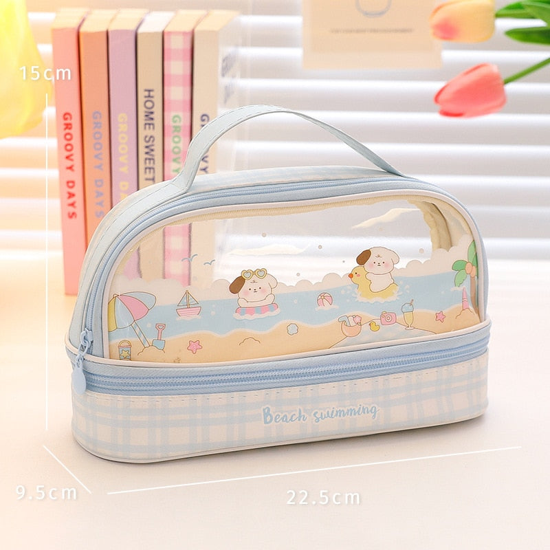 Cute Animals Transparent Pencil Case