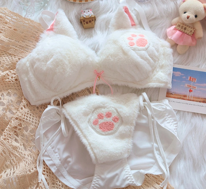 Cat Paw Plush Underwear Set