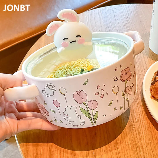 Kawaii Bunny Ramen Bowl With Lid