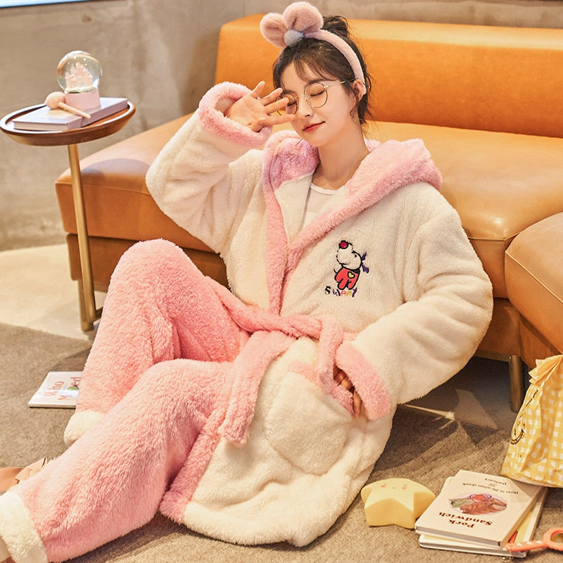 Cute Hooded Robe Winter Pajamas