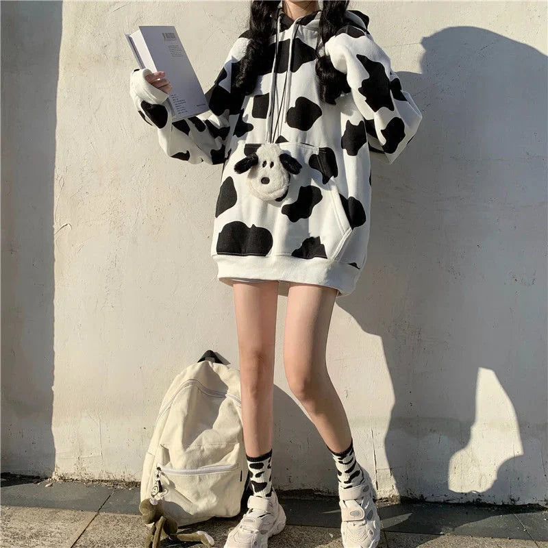 Cow Pattern Print Hoodie