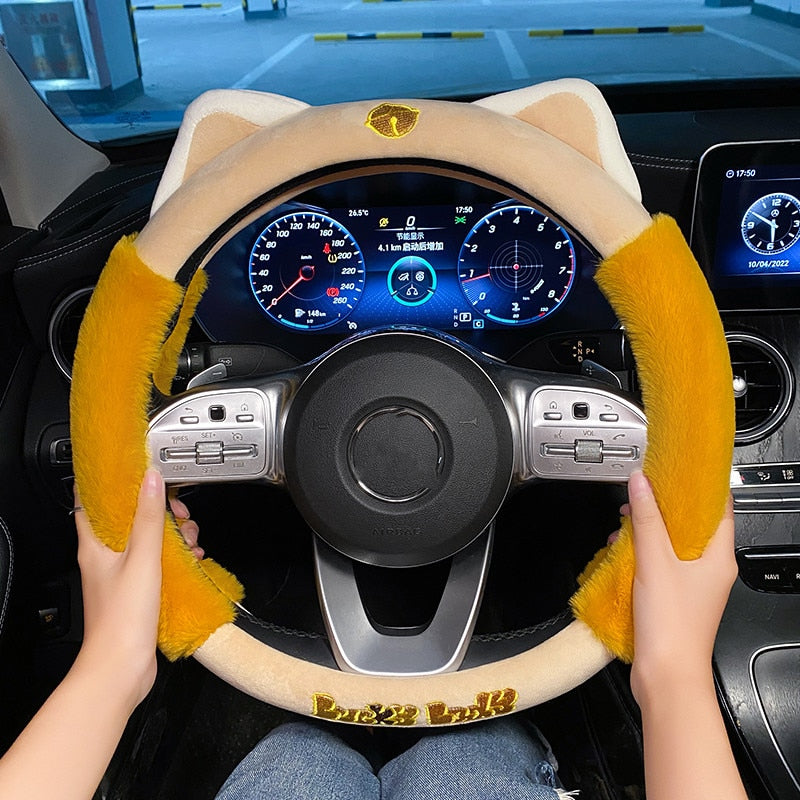 Plush Cat Steering Wheel Cover