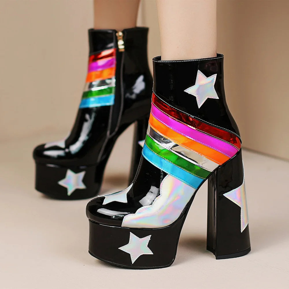 Rainbow Super High Platform Short boots