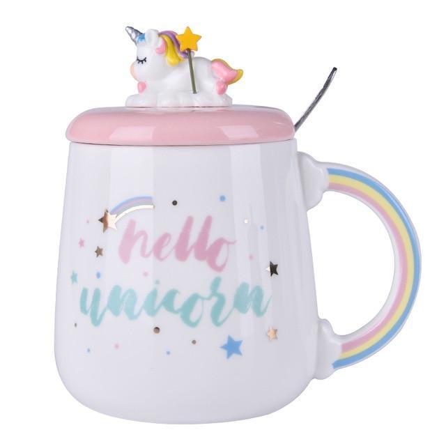 Unicorn Mug with Lid and Spoon