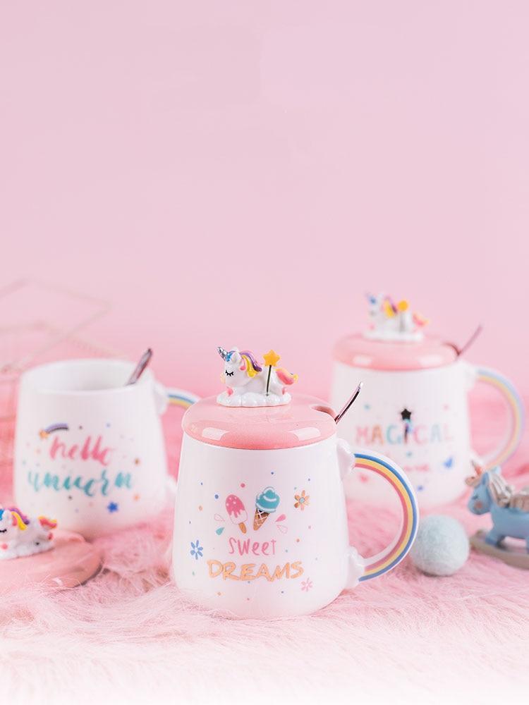 Unicorn Mug with Lid and Spoon