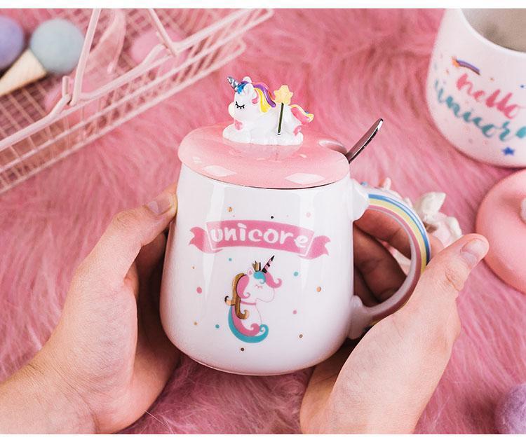 Unicorn Mug with Lid and Spoon