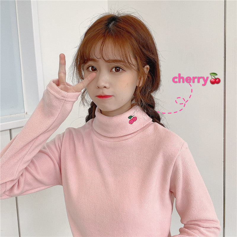 Cherry Embroidery Turtleneck