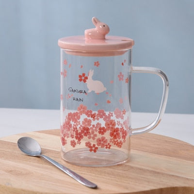 Cherry Blossom Cups With Lid & Spoon