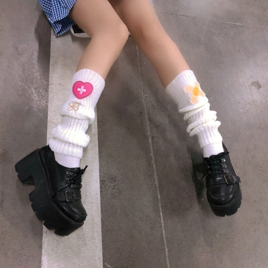 Heart Band-Aid Knitted Leg Warmers