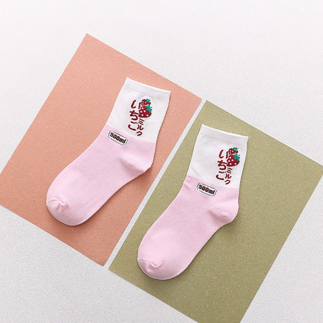 Kawaii Fruit and Milk Socks