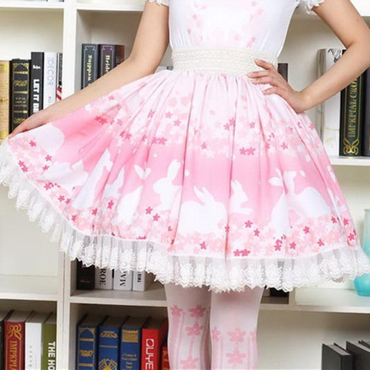 Bunny & Cherry Blossom Lolita Skirt