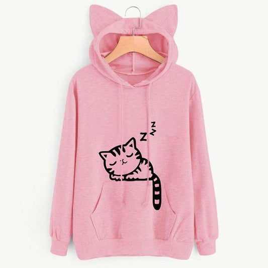 Sleeping Cat Hoodie with Ears